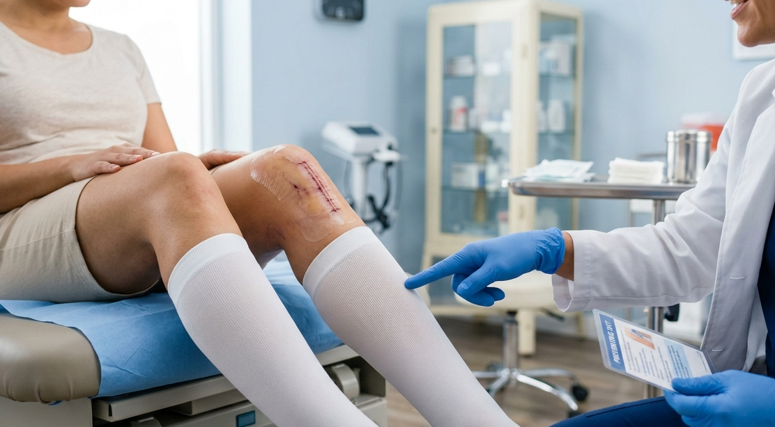 how long to wear surgical stockings after knee replacement